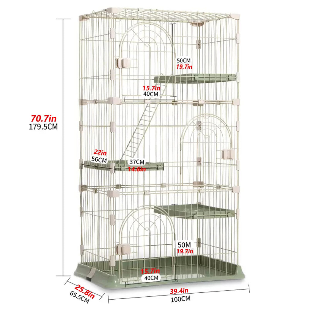 3/4-Tier Wire Cat Cage Playpen Kennel with Hammock G574305