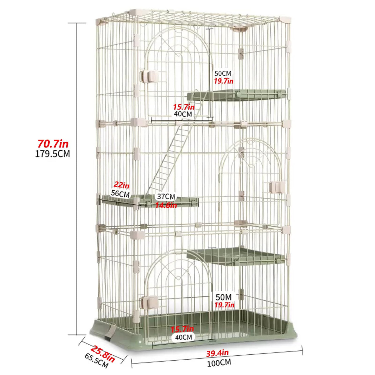 3/4-Tier Wire Cat Cage Playpen Kennel with Hammock G574305
