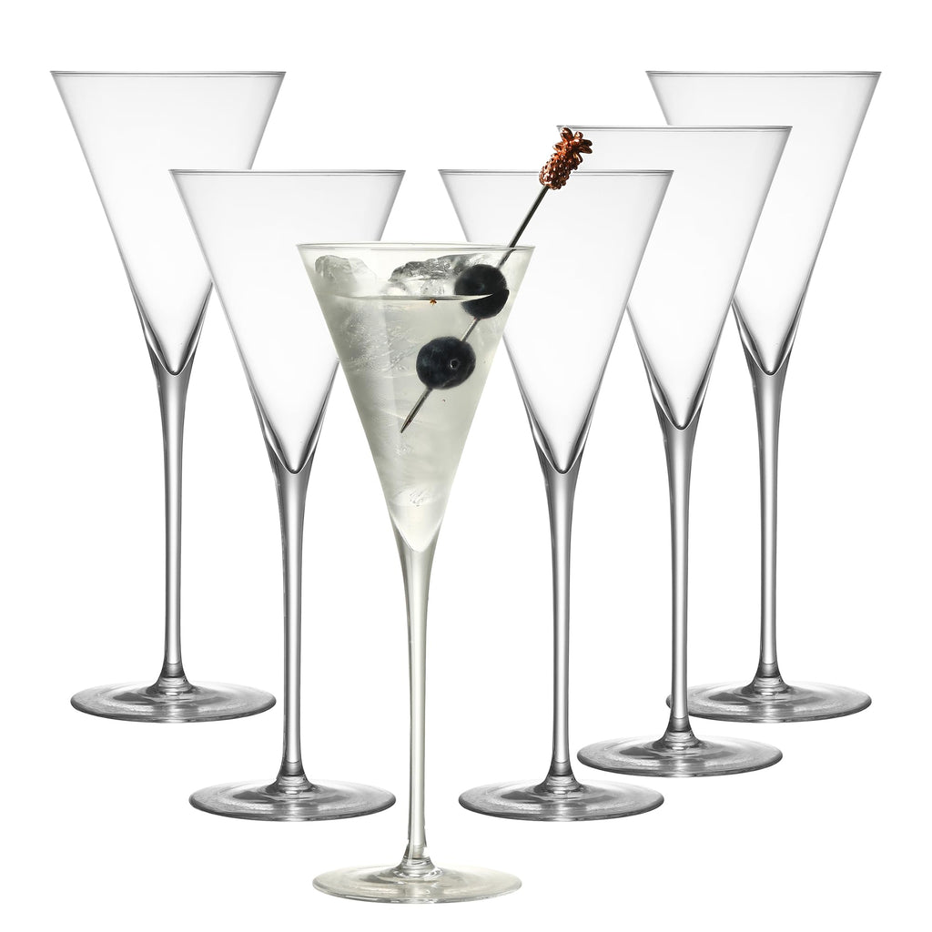 Clear Hand Blown 4 oz Martini Glasses Set of 6 N37774