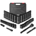 46 Pieces Drive Socket Ratchet Wrench Set with Storage Case Y879