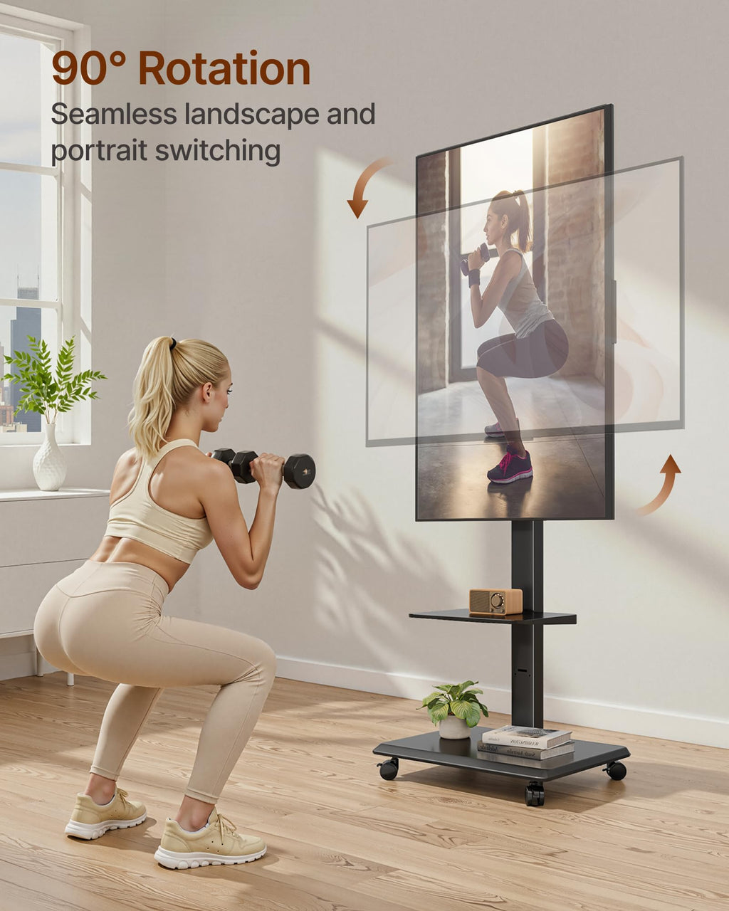 Black Rolling TV Stand for 37-86 Inch TVs W2999
