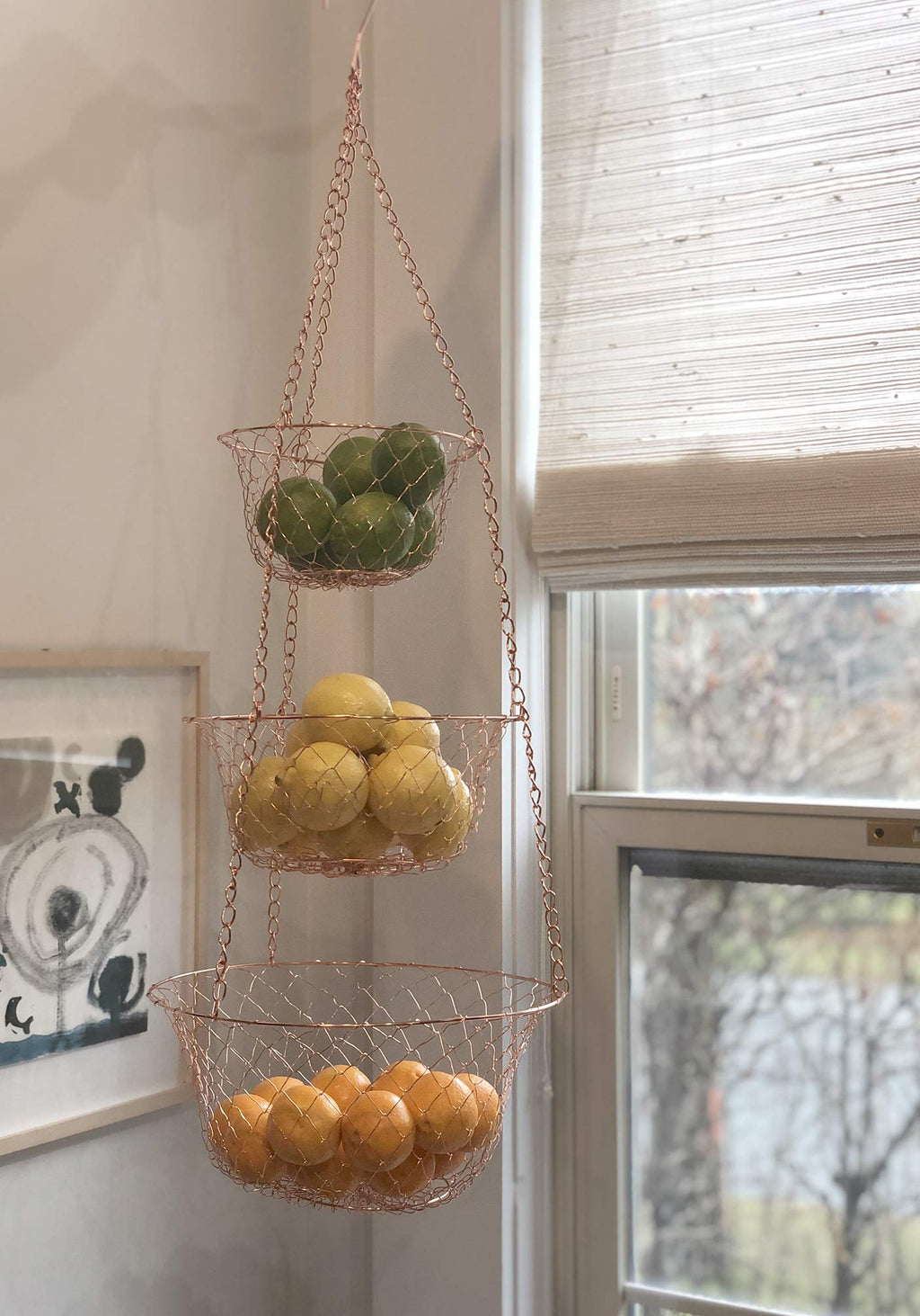 3-Tier Copper Hanging Fruit Baskets X37096