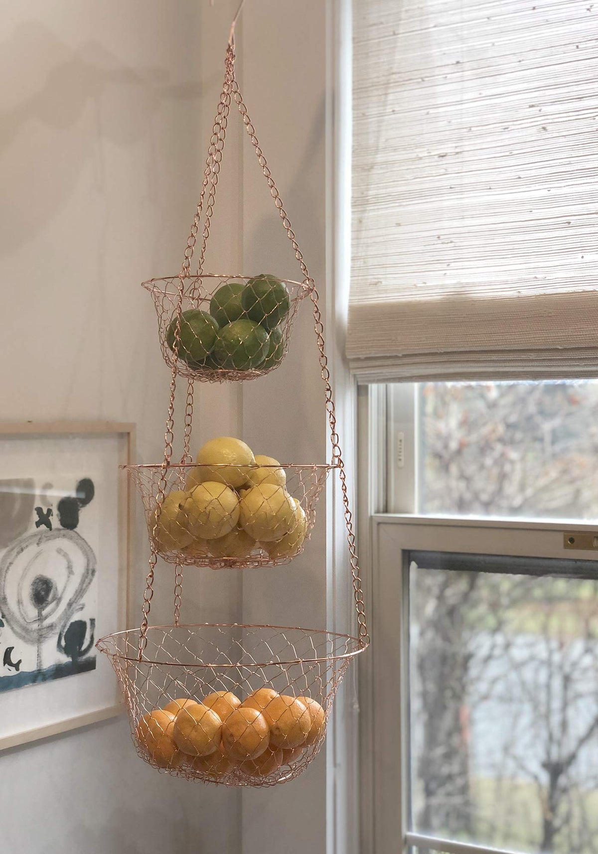 3-Tier Copper Hanging Fruit Baskets X37096