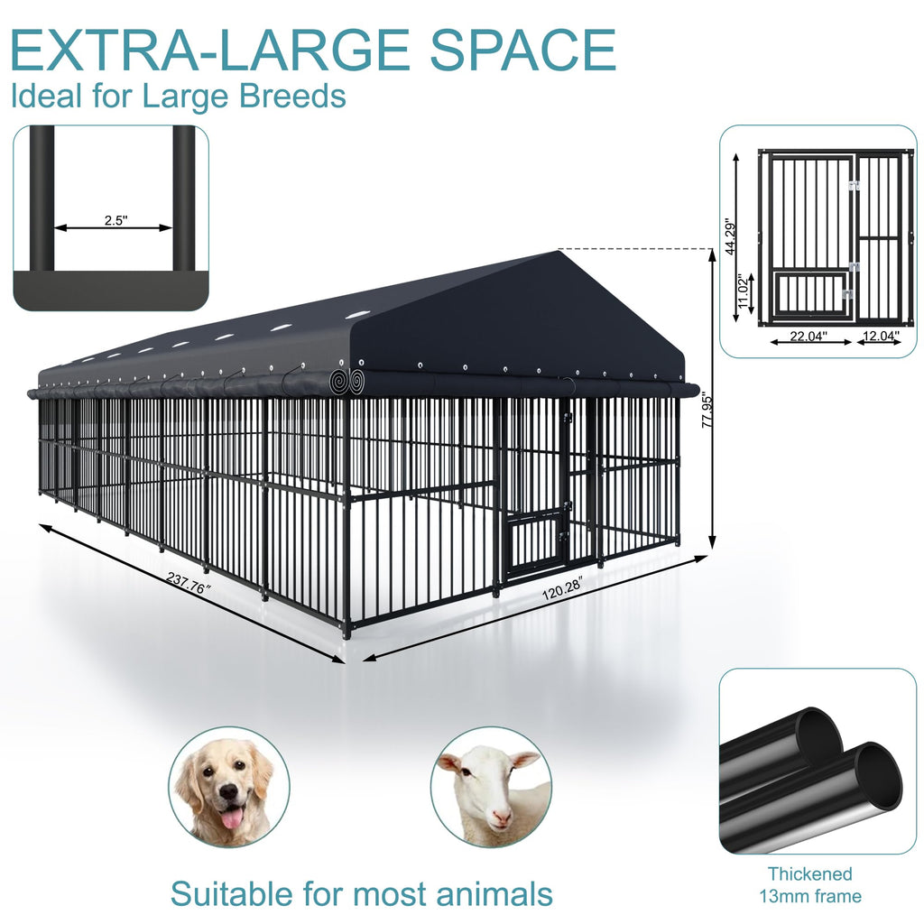 10x20x6.5 FT Heavy Duty Outdoor Dog Kennel with Roof U488938