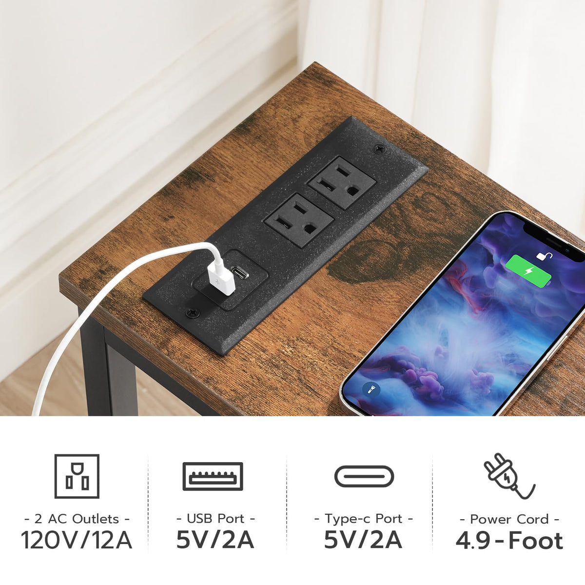 Narrow Console Table with Power Outlets H470