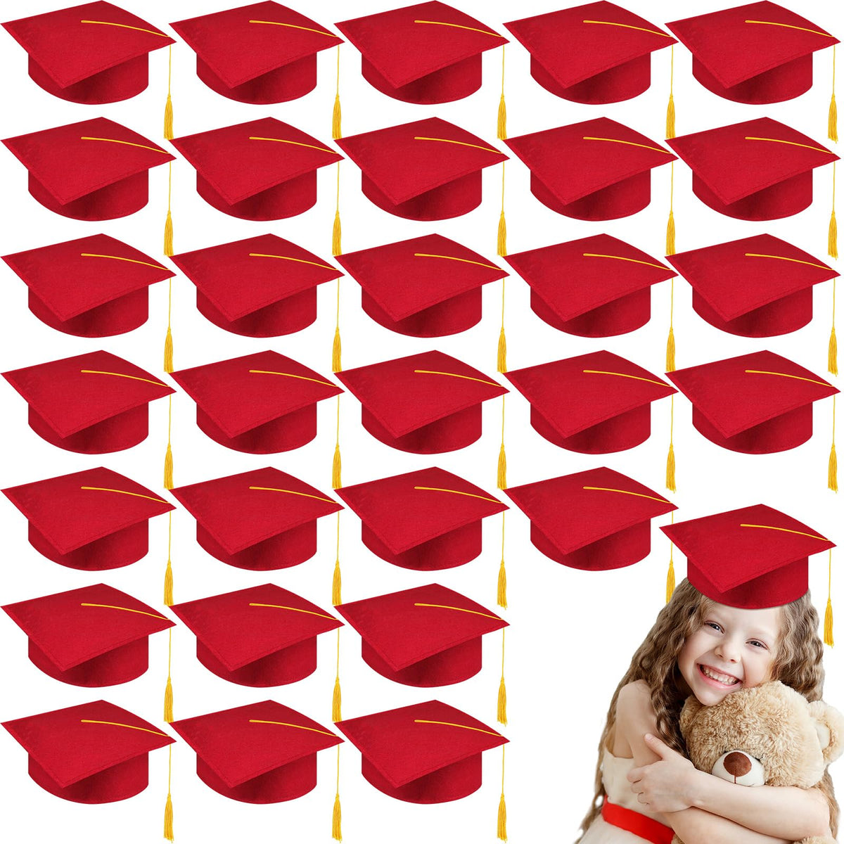 30 Pcs Child Size Felt Graduation Caps X601923