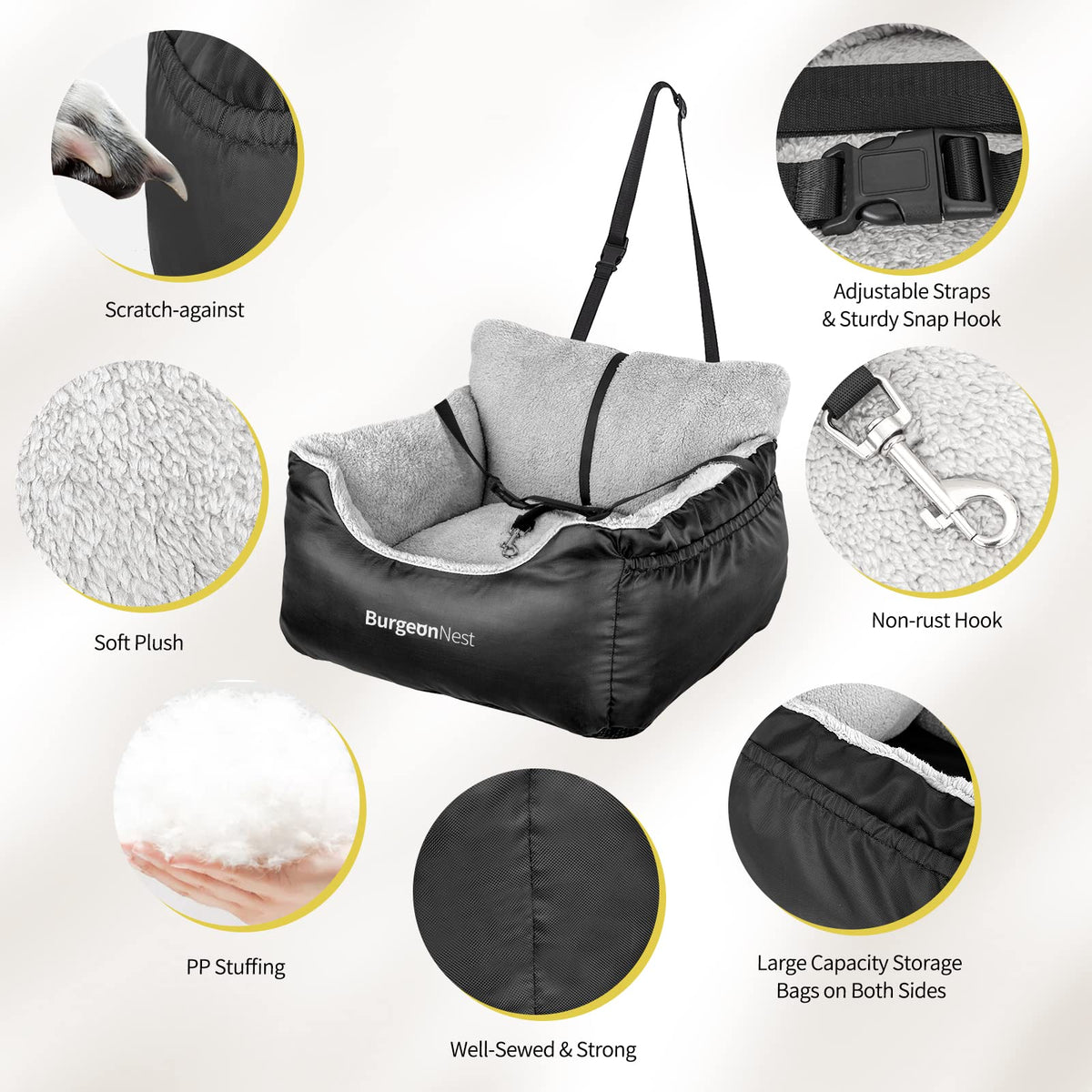 Dog Car Seat for Small Dogs & Cats Under 25 lbs, Black K97679