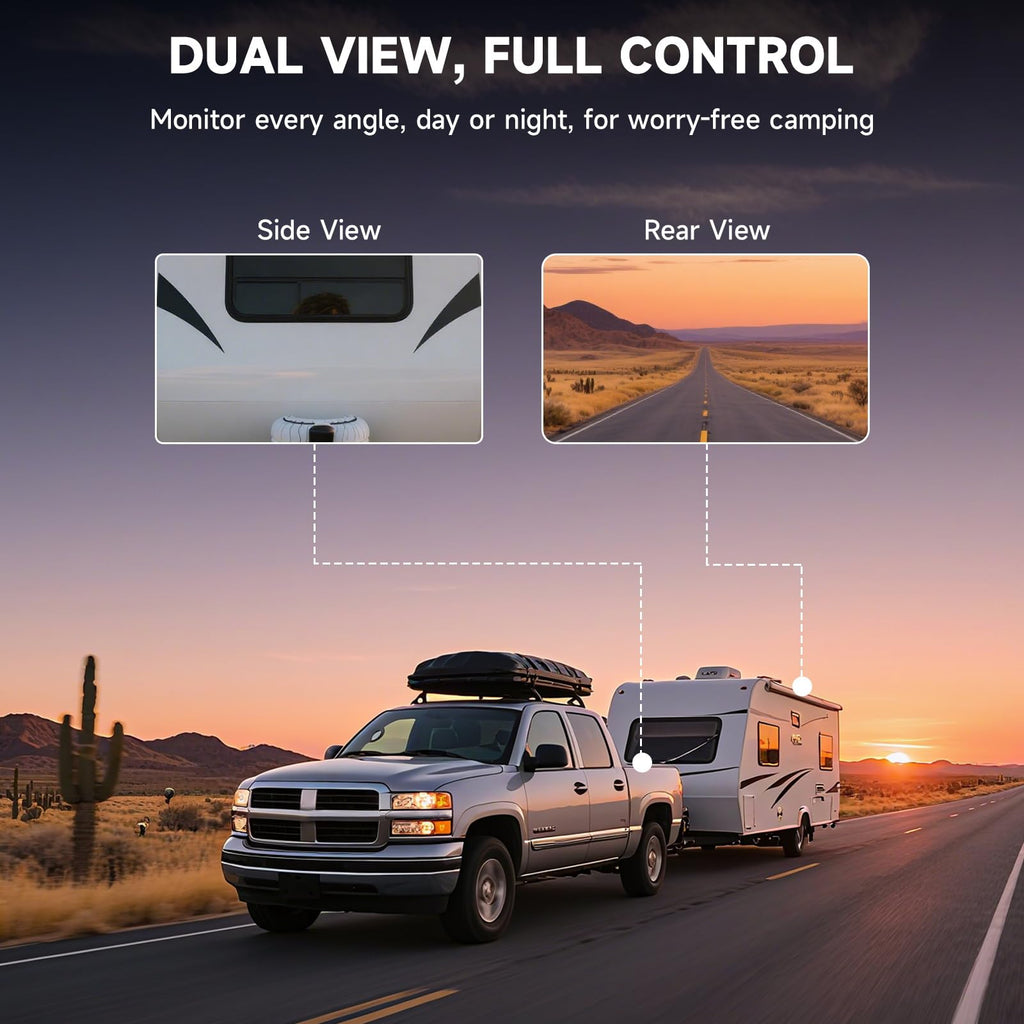 Wireless Backup Camera Dual Cameras 1080P HD 4CH Monitor B678