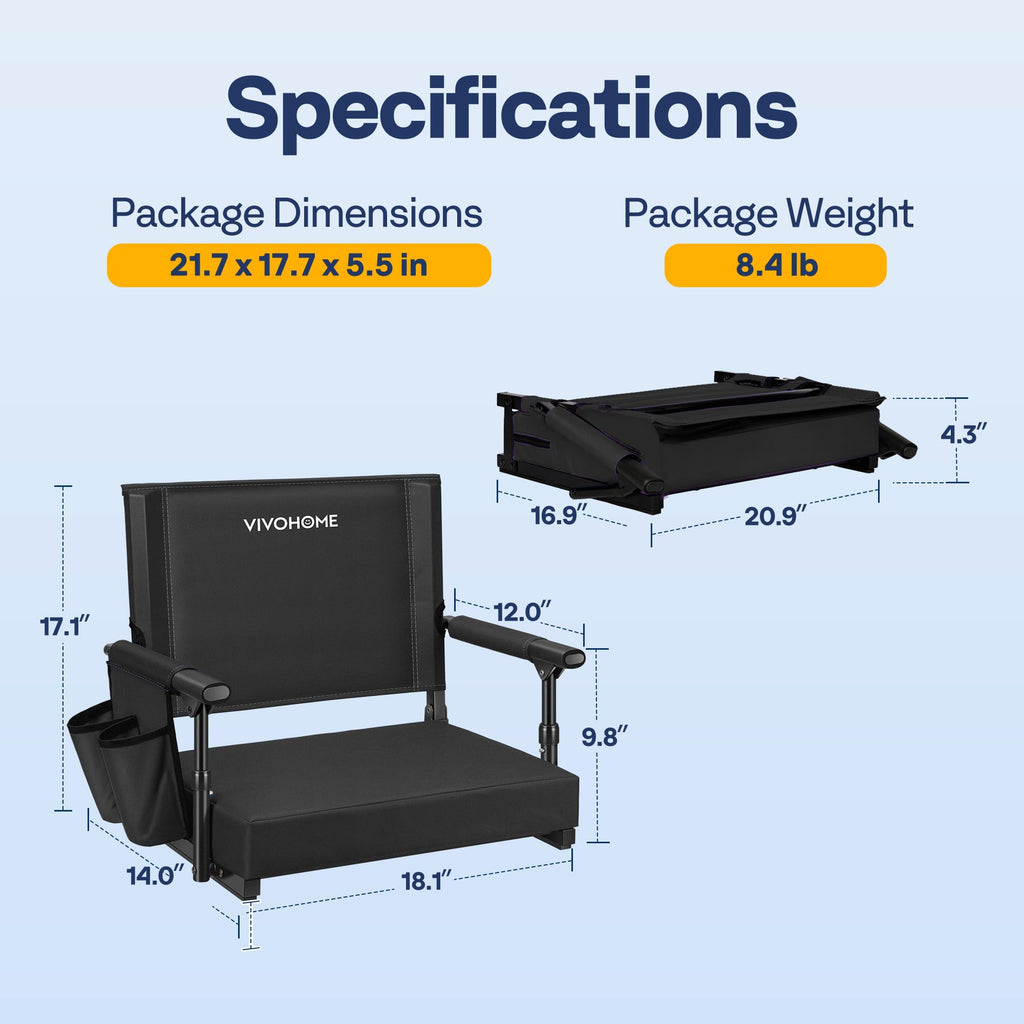 Stadium Seat with Back Support and 2.8" Cushion J24839
