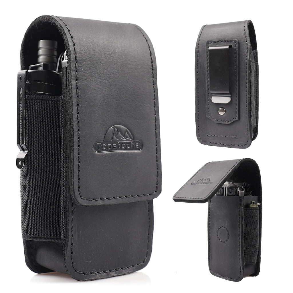 Leather Multitool Sheath with Belt Clip and Magnetic Closure Q196