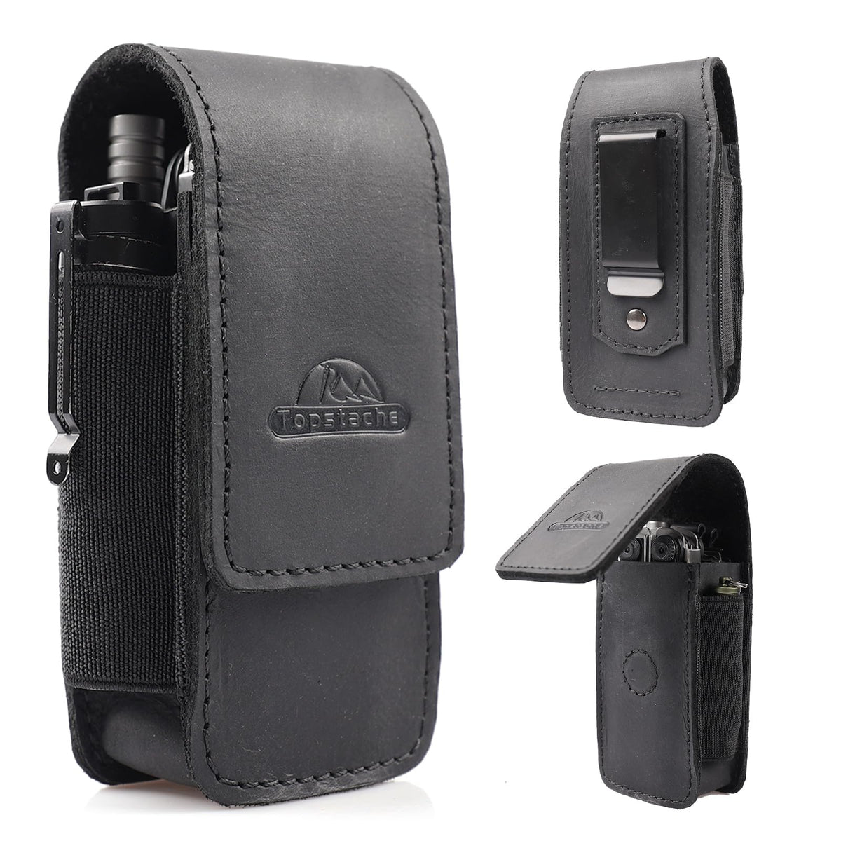 Leather Multitool Sheath with Belt Clip and Magnetic Closure Q196