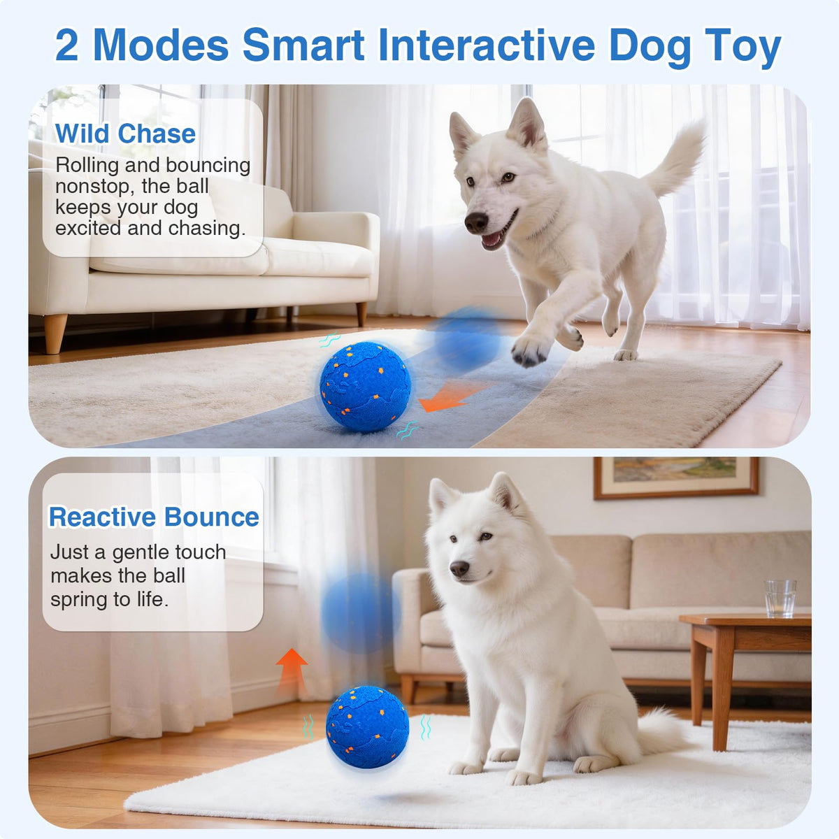 Dog Nail Grinder Interactive Dog Toys Ball with 2 Shells Blue R502