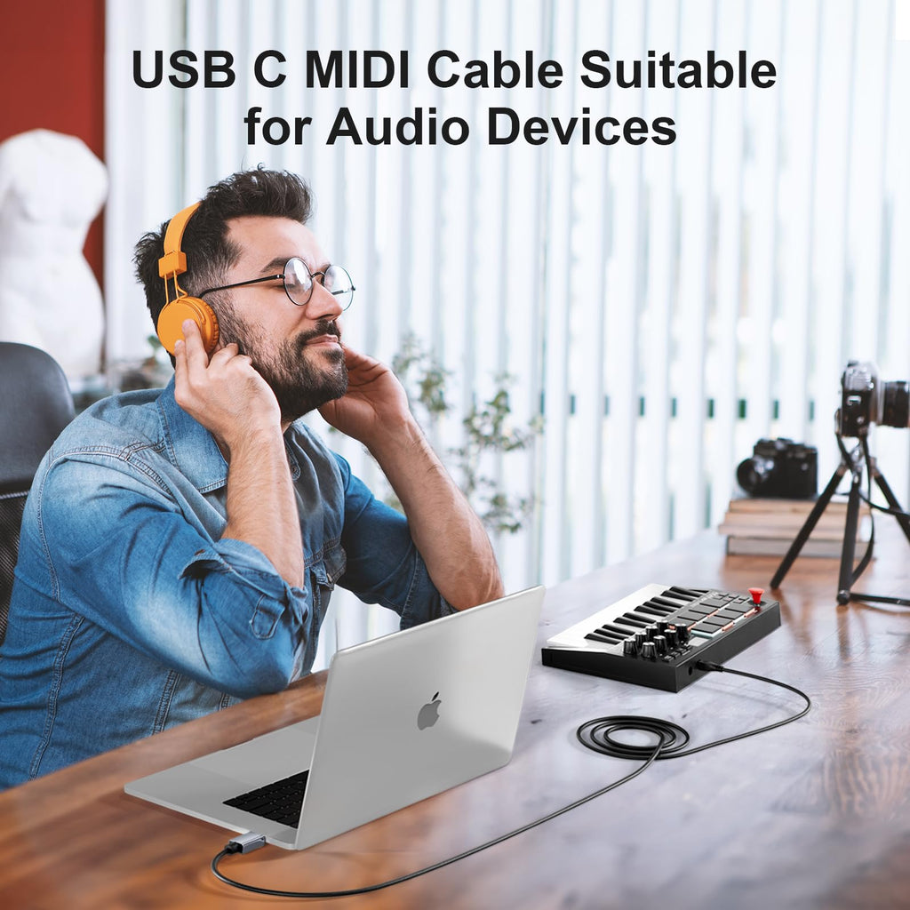 USB C to USB 2.0 MIDI Cable 5FT Black I899
