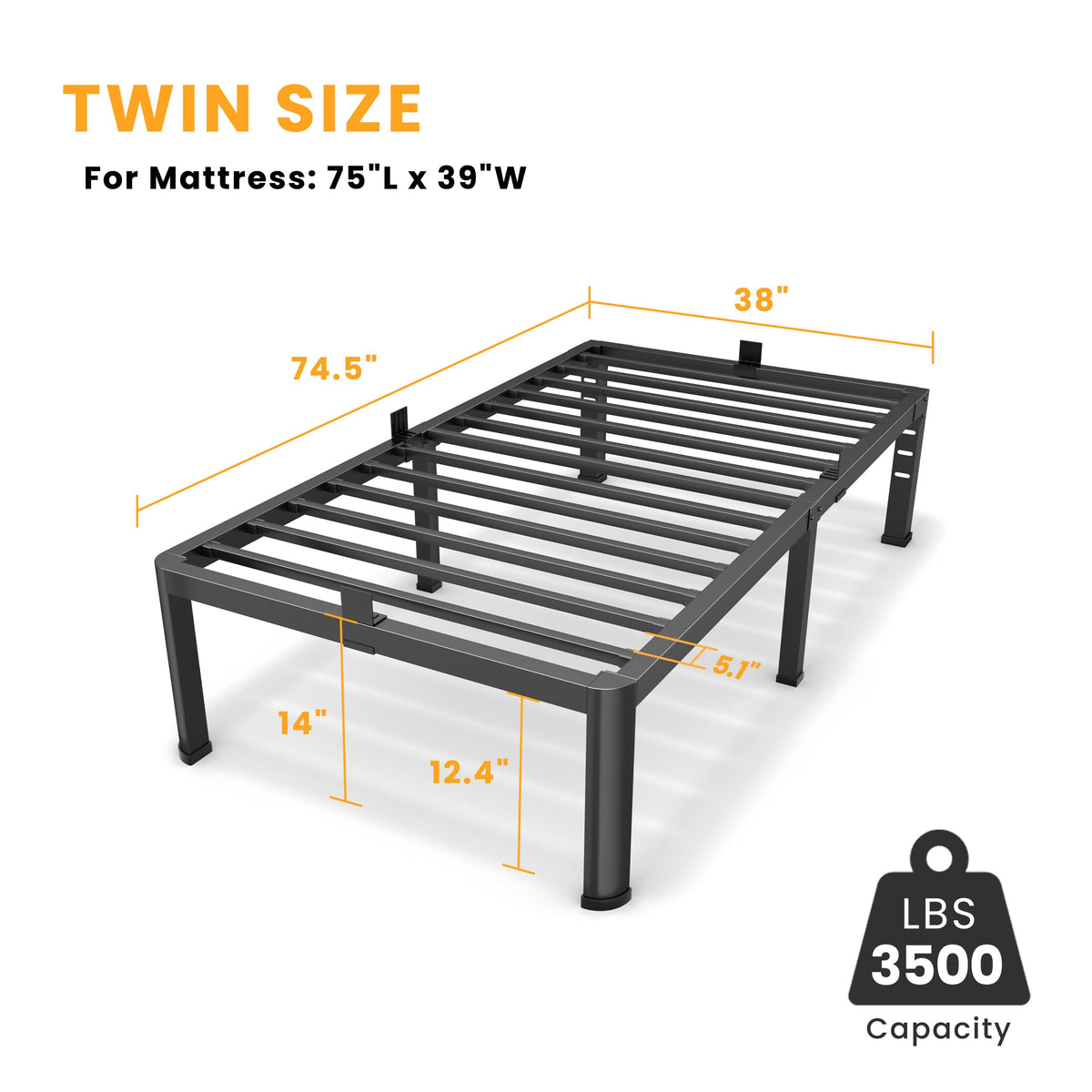 14 Inch Twin Metal Bed Frame L482