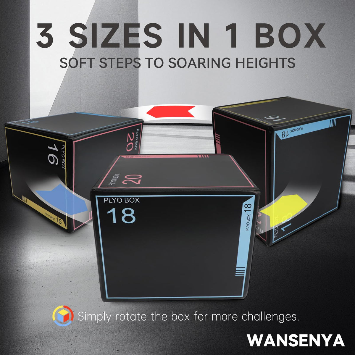 3-in-1 Non-Slip Foam Plyometric Jump Box Y201176