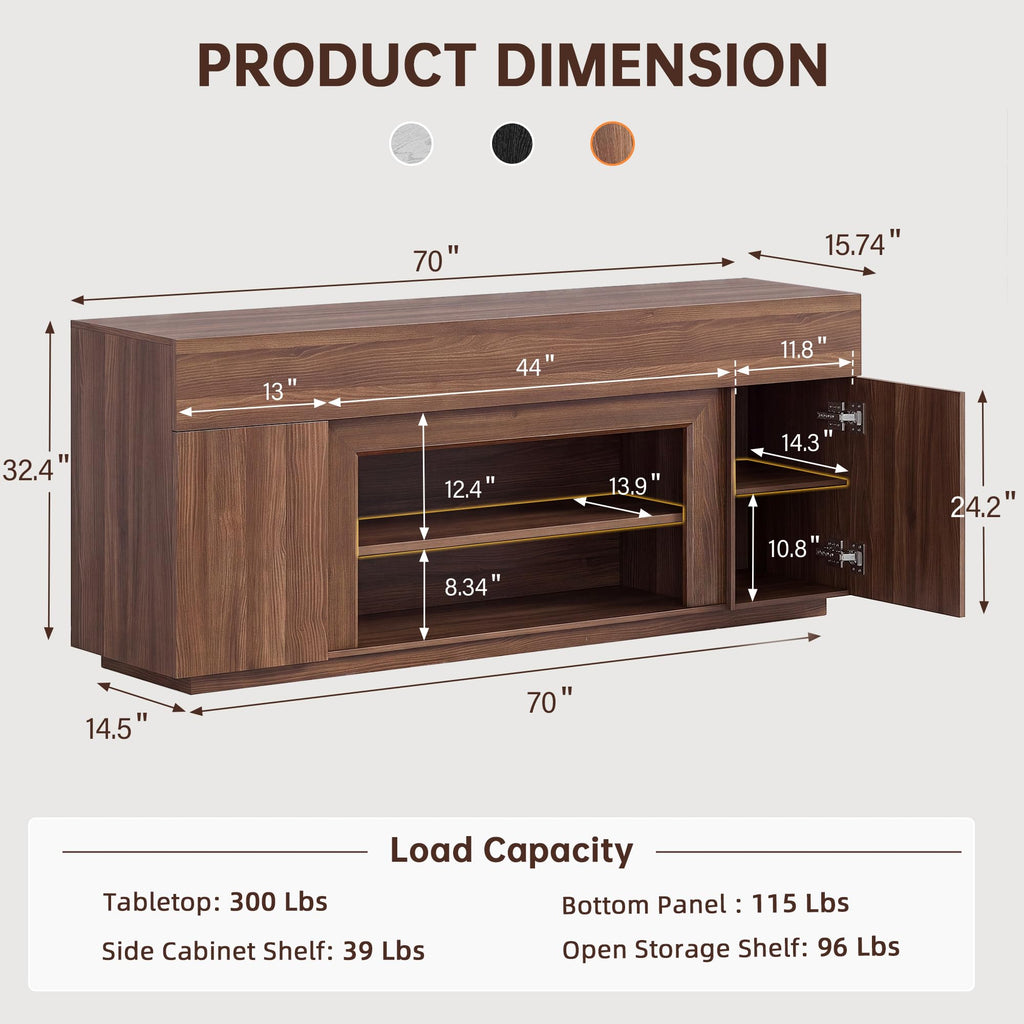 70" Walnut TV Stand I8768