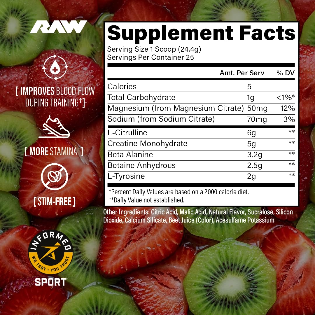 Non-Stim Pre-Workout Powder Strawberry Kiwi O834
