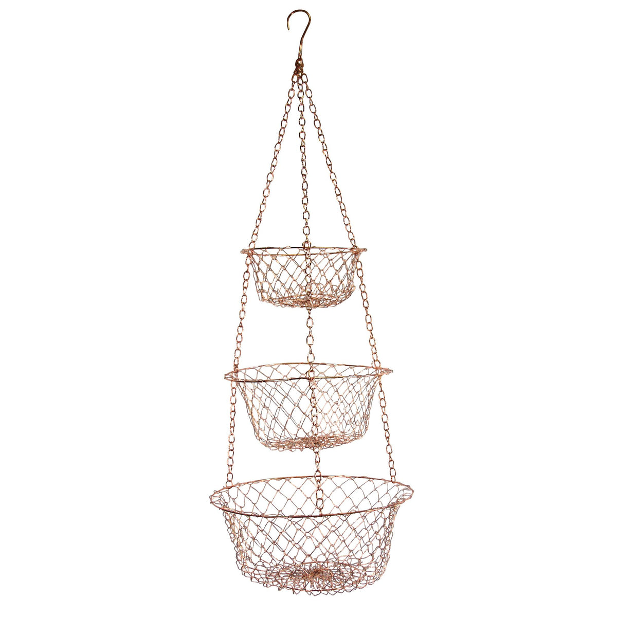 3-Tier Copper Hanging Fruit Baskets X37096