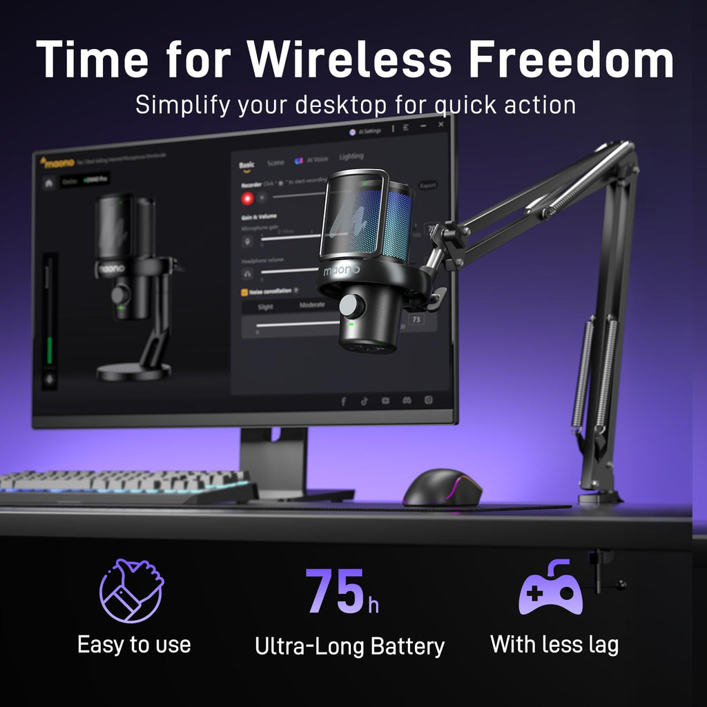 Wireless Condenser Microphone with Boom Arm Stand U601