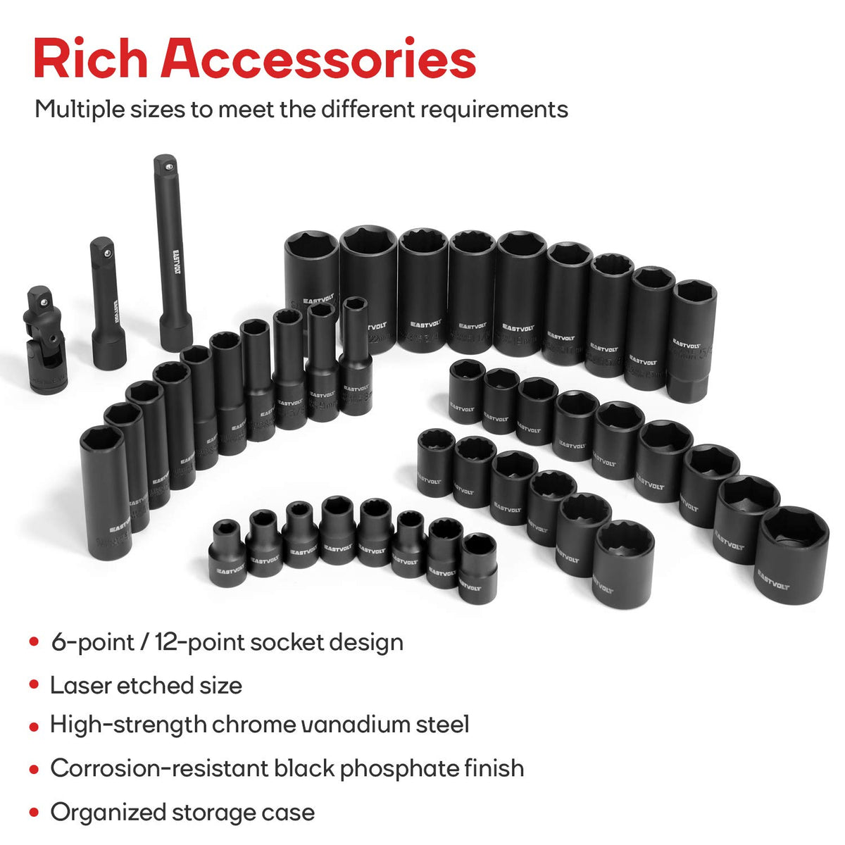46 Pieces Drive Socket Ratchet Wrench Set with Storage Case Y879