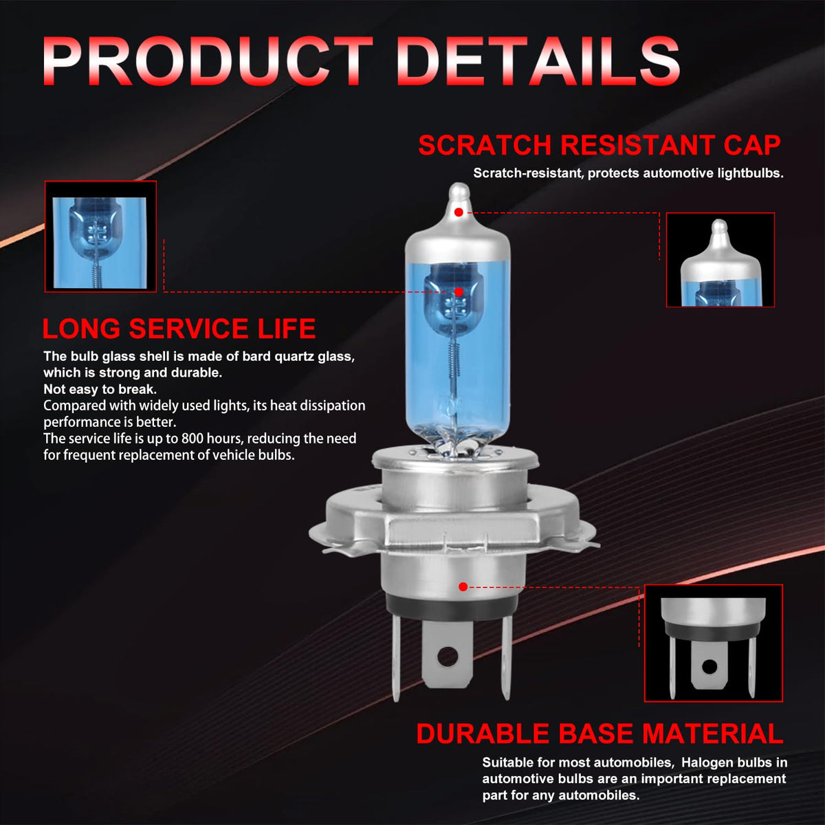 Halogen Headlight Bulb 4200k High Low Beam 2 PCS R710