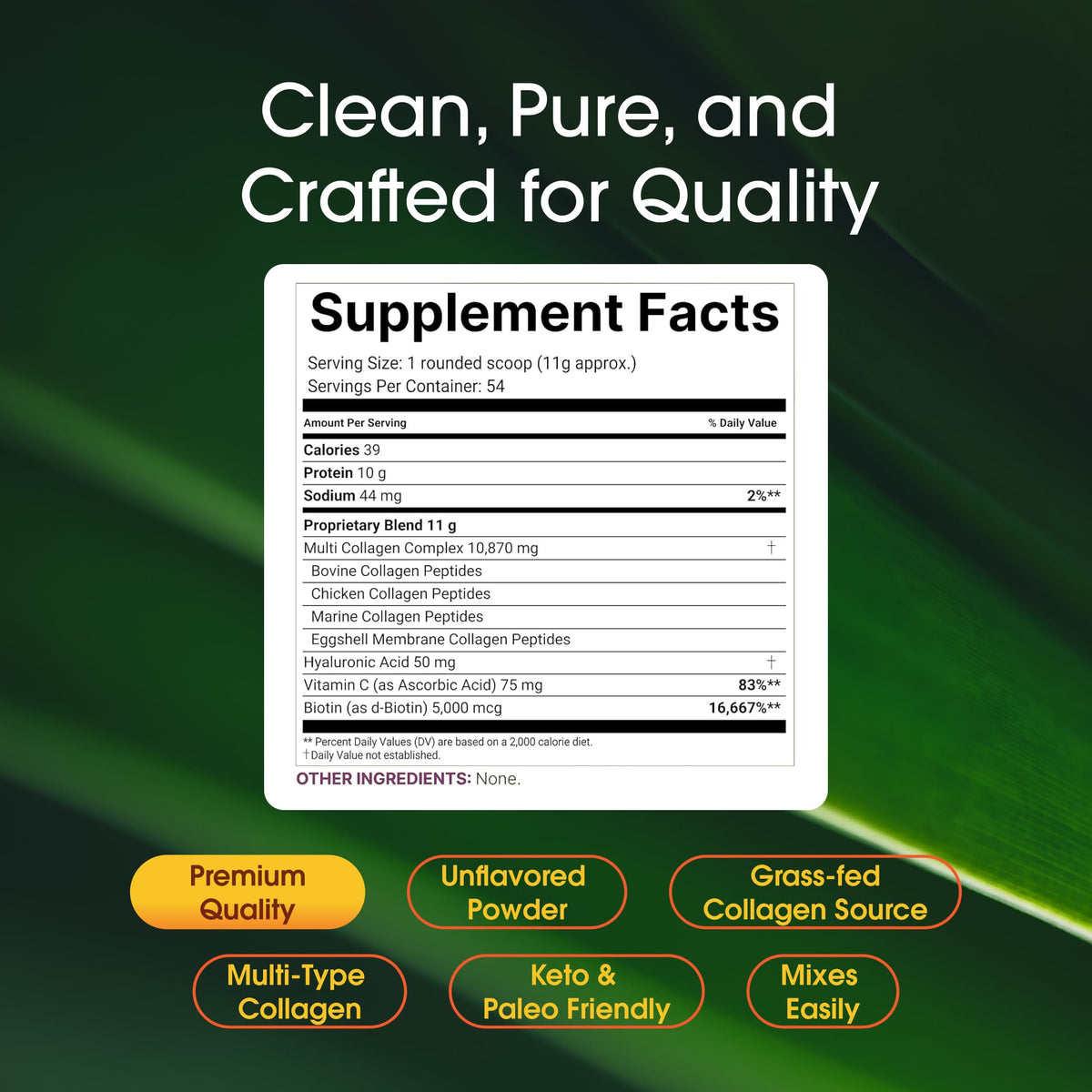Hydrolyzed Collagen Peptides Protein Powder 600g Unflavored C352940
