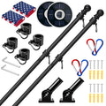 2 Pack 6FT Black Stainless Steel Flag Pole Kit with Solar Light Z466285
