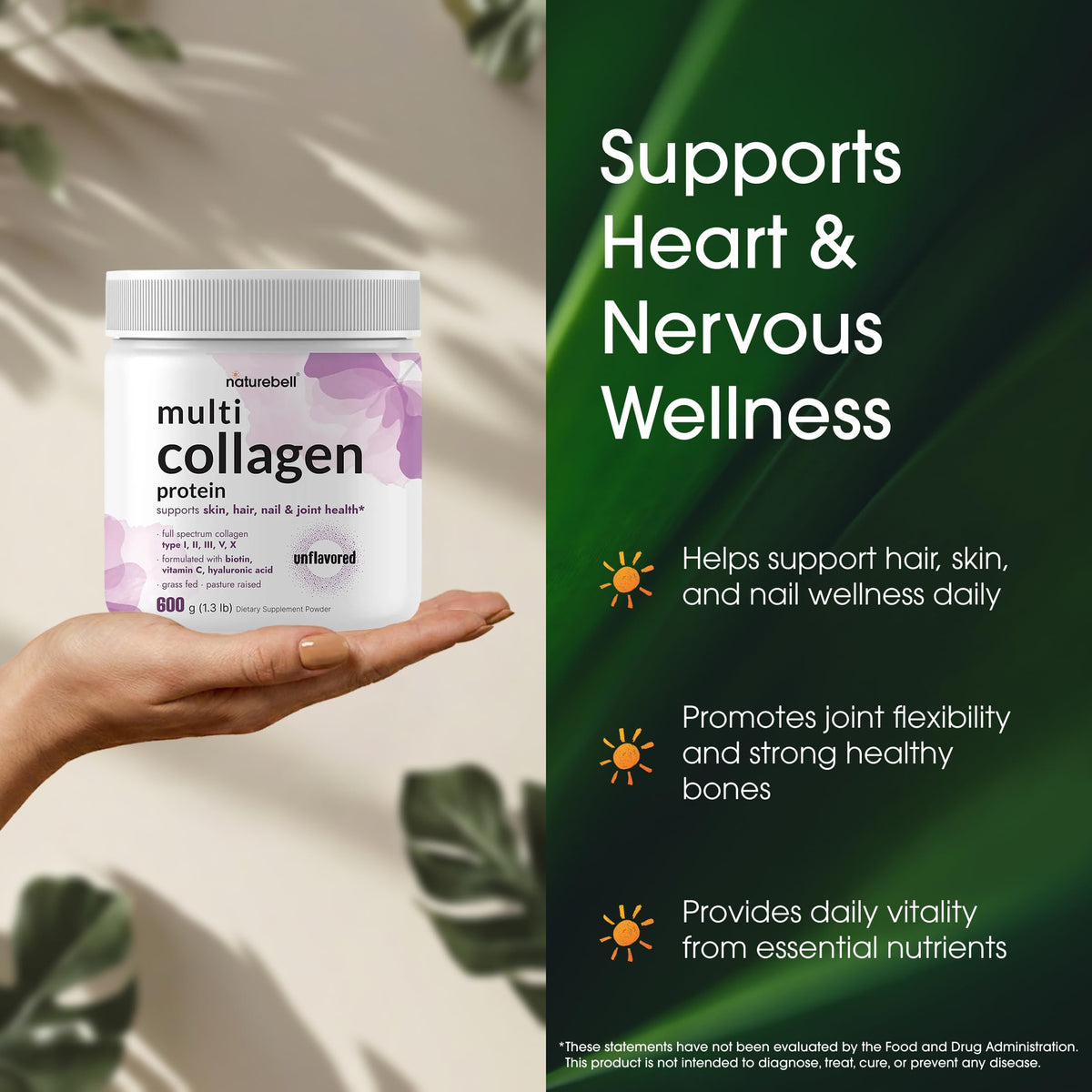 Hydrolyzed Collagen Peptides Protein Powder 600g Unflavored C352940