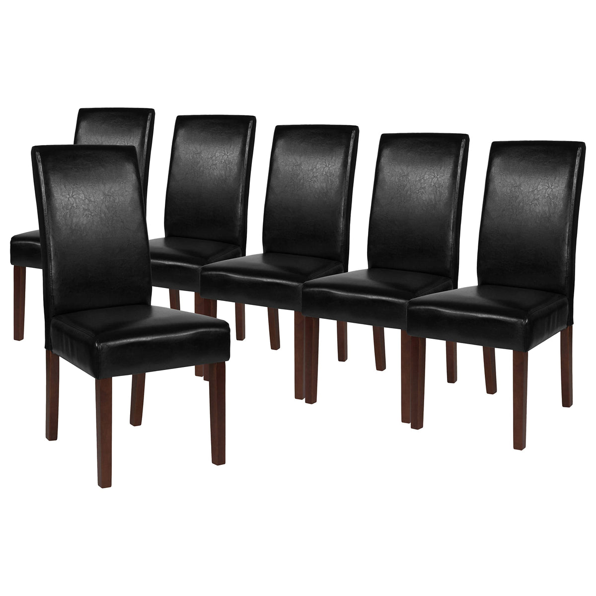 Black Faux Leather Parsons Chair 6-Pack B675330