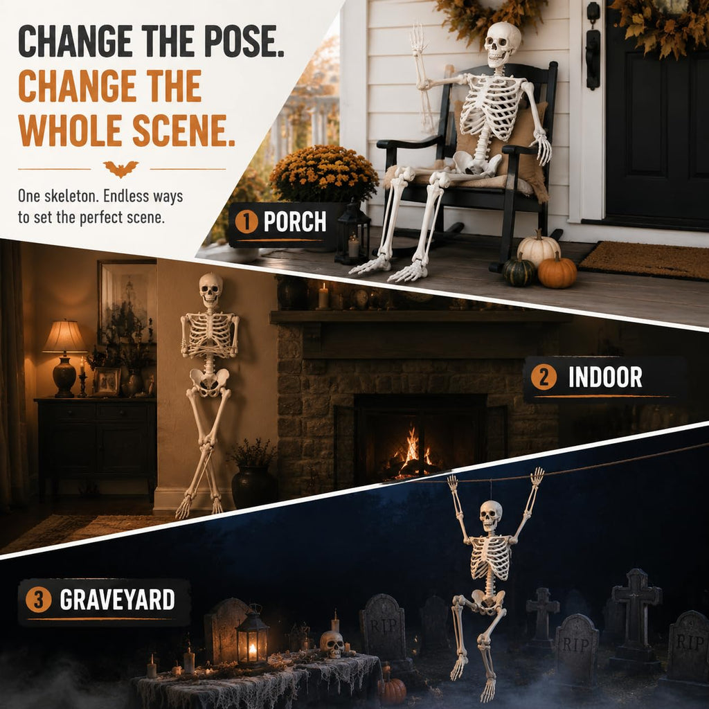 Life Size Posable Full Body Skeleton with Movable Joints and Hanging Loop K16890