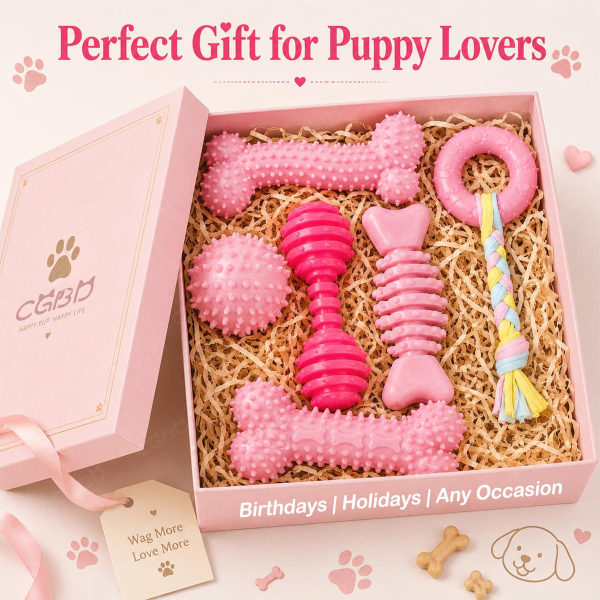 Pink 6 Pack Dog Chew Toys D278