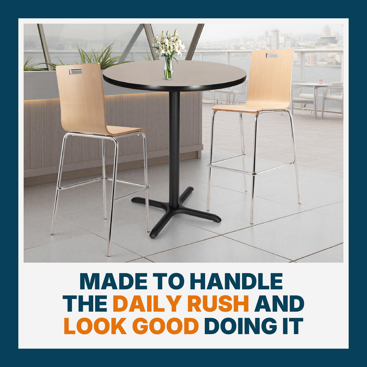 Round 36 in Diameter 42 in Bar Height Black Frame Gray Laminate Cafe Table Z8034