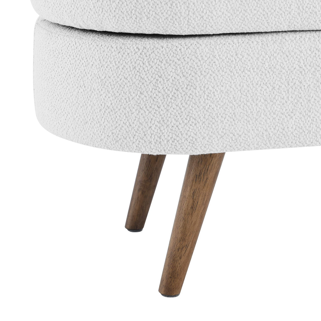 White Oval Storage Bench with Rubber Wood Legs A592336