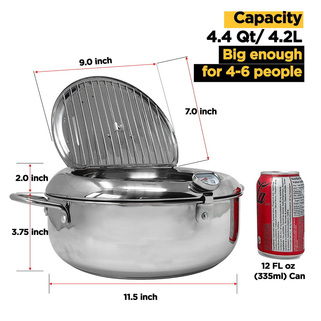Deep Fryer Pot with Lid, 304 Stainless Steel K3558