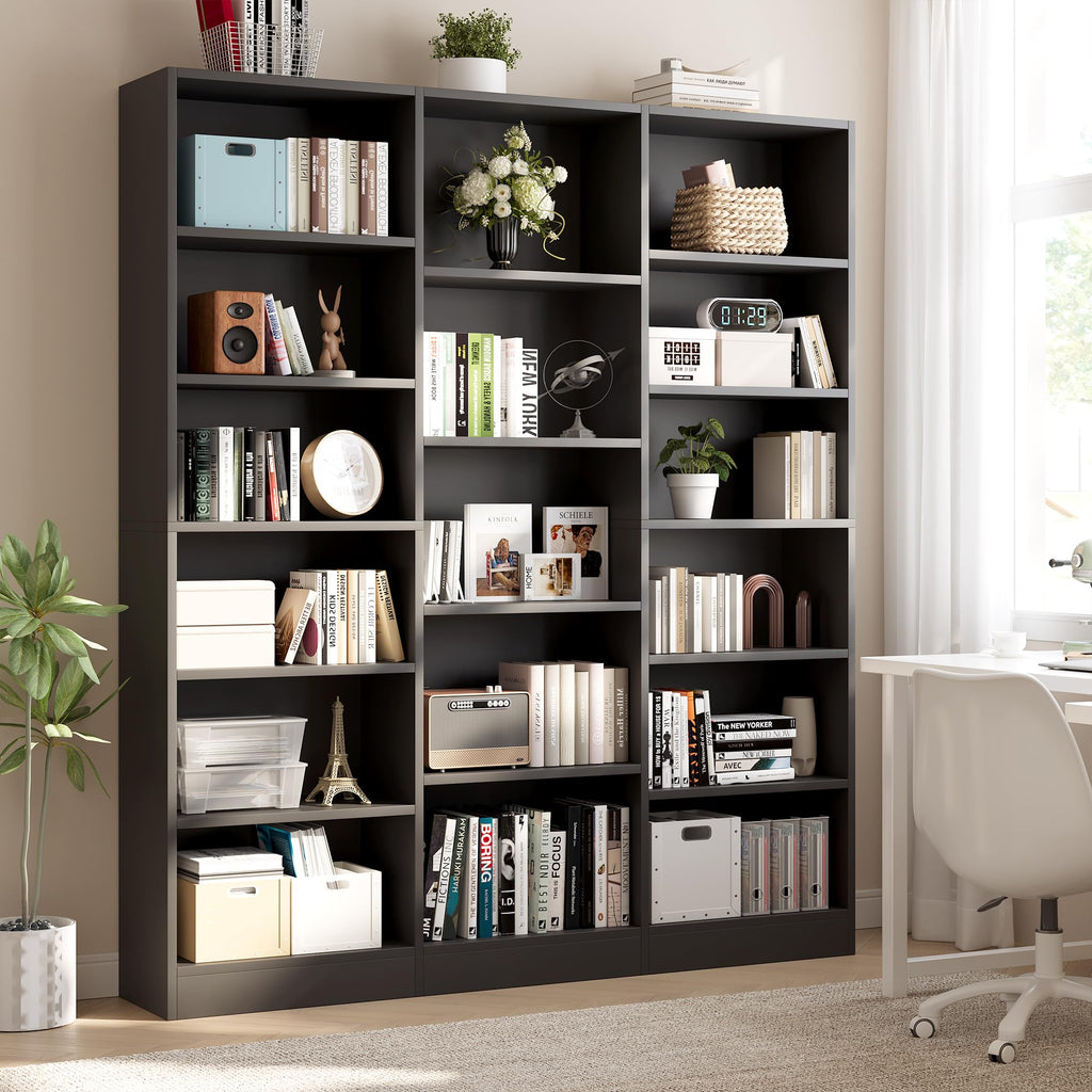 Black 6 Tier 17 Shelf Bookshelf W9430