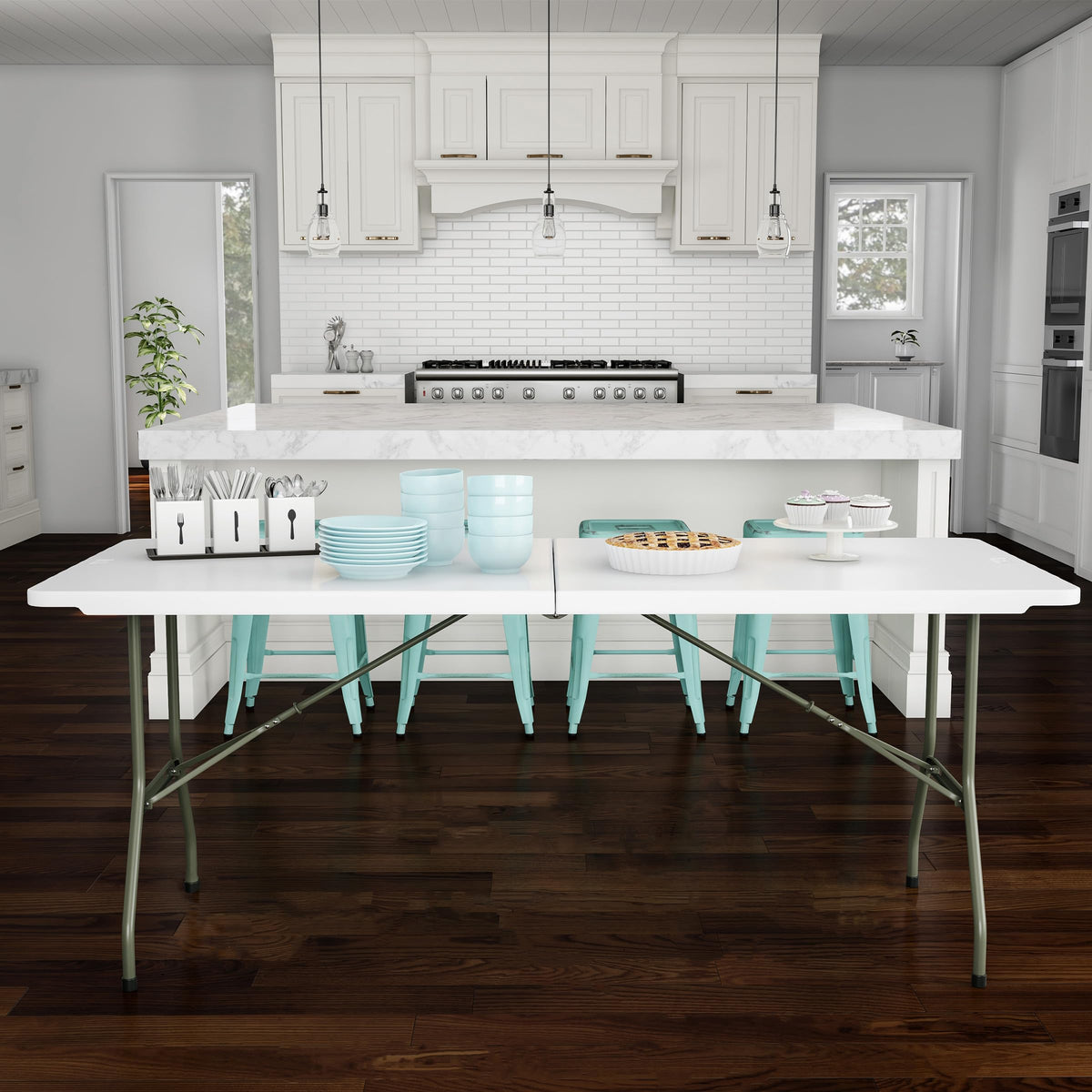 White 6ft Portable Folding Table N5304