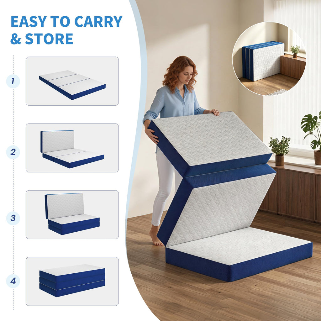 Queen 6 Inch Foldable Gel Memory Foam Mattress W421