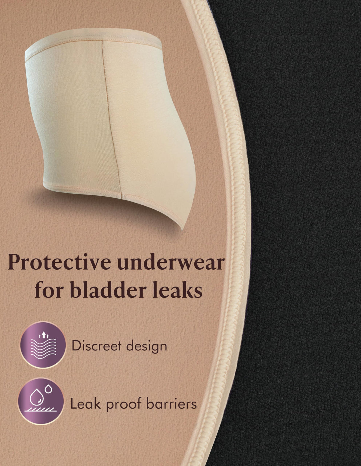 Washable Absorbency Urinary Incontinence Underwear for Women High Waist Leak Proof Panties 60ML, 3 Pack Beige White W43054