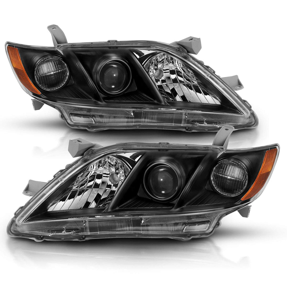 2007-2009 Toyota Camry Black Projector Headlight Assembly Pair Q6919