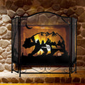 3-Panel Folding Metal Fireplace Screen Black T9022