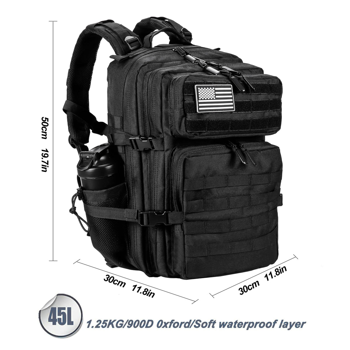 45L Tactical Backpack with Molle System Black U301