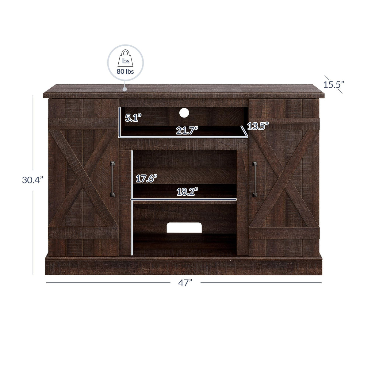 47" Espresso TV Stand & Media Entertainment Center Z578