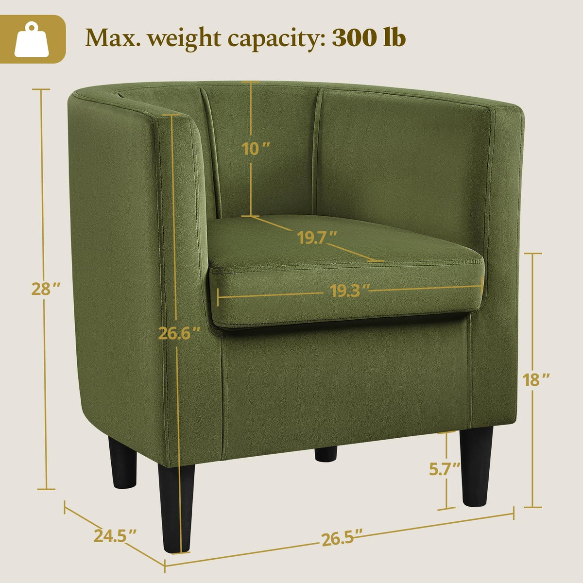 Barrel Accent Chairs Set of 2 Olive Green V103299