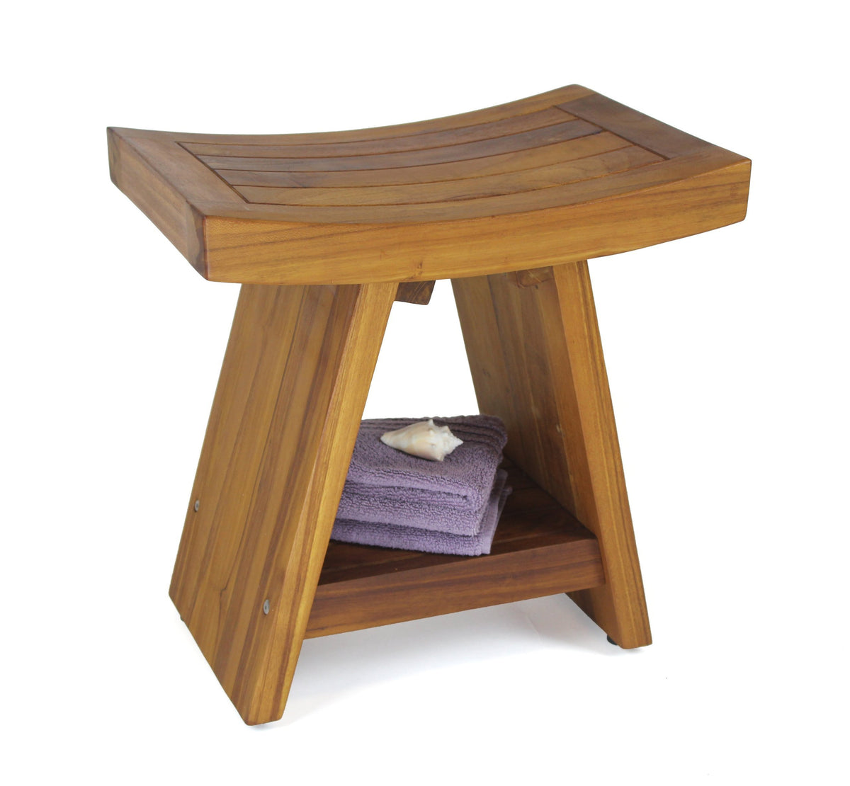 18" Teak Shower Bench with Shelf I649
