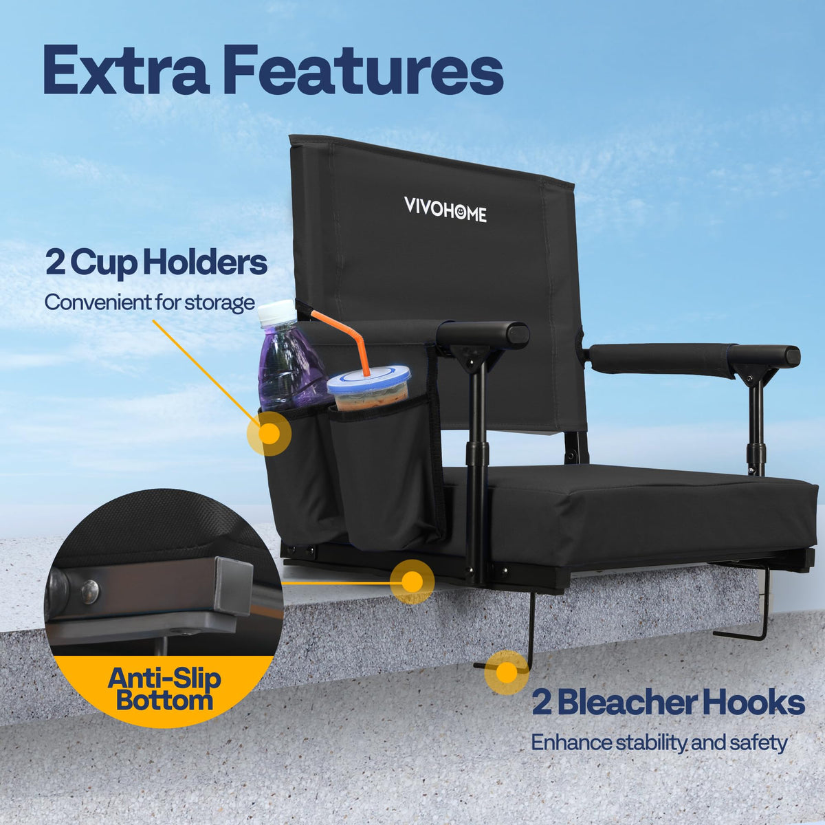 Stadium Seat with Back Support and 2.8" Cushion J24839