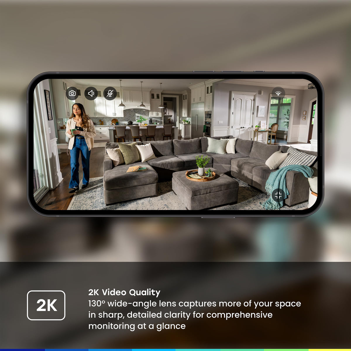 2K Smart Wi-Fi Indoor Security Camera with Night Vision R723452