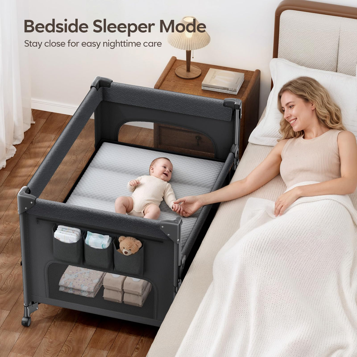 5-in-1 Baby Bassinet Bedside Crib with Changing Table D566204