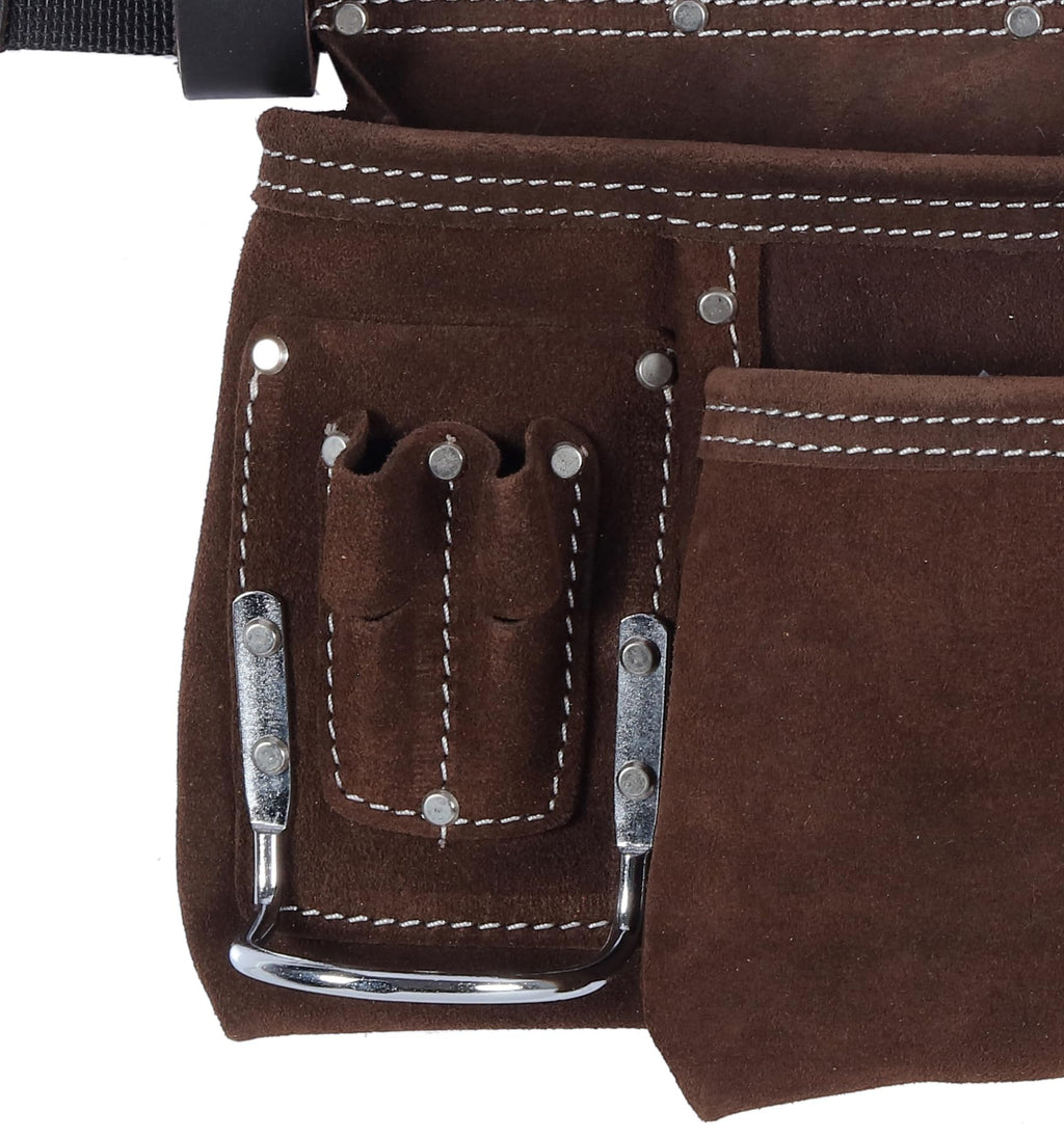 Brown Suede Leather 11-Pocket Tool Belt R770218