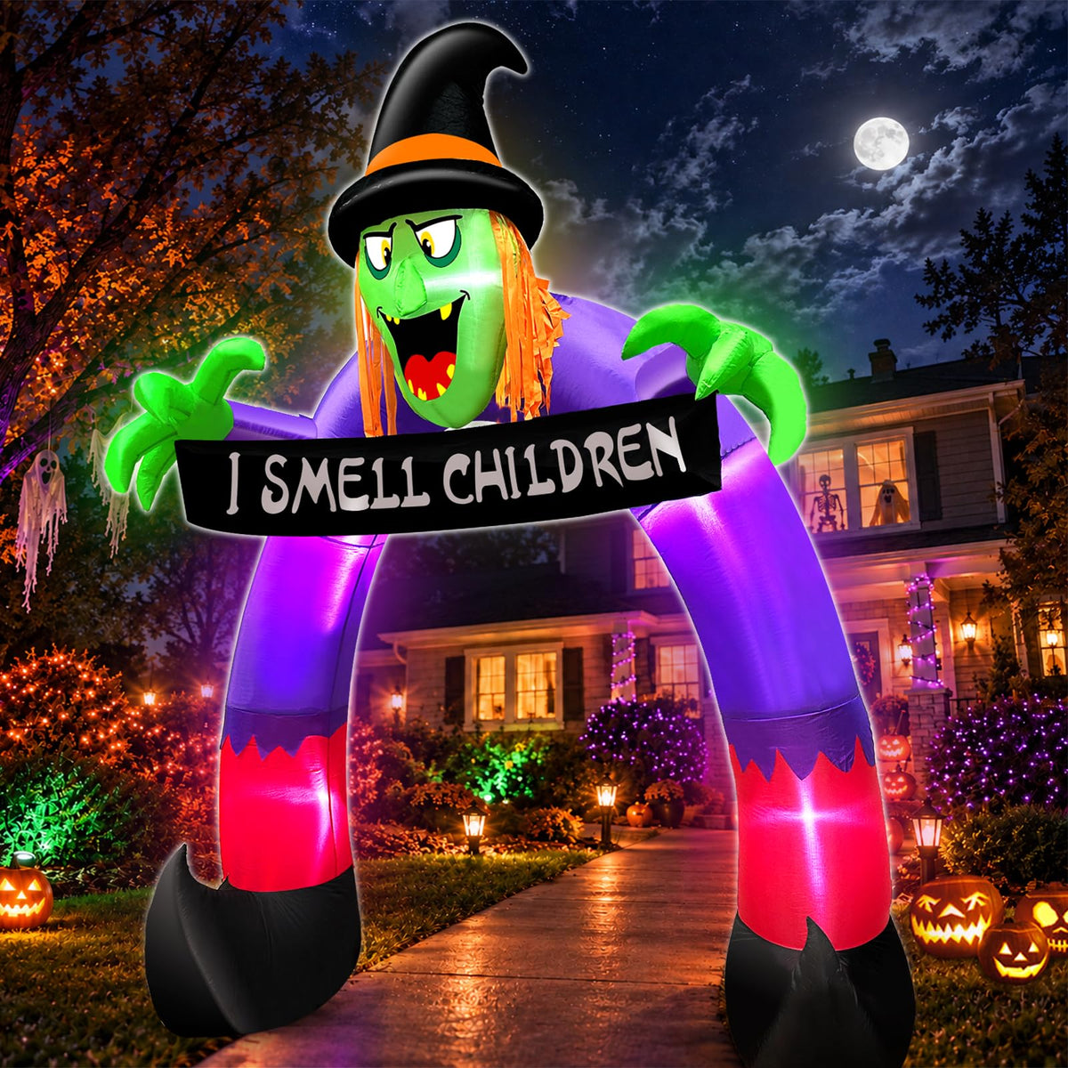 8Ft Halloween Inflatable Witch Archway O276485