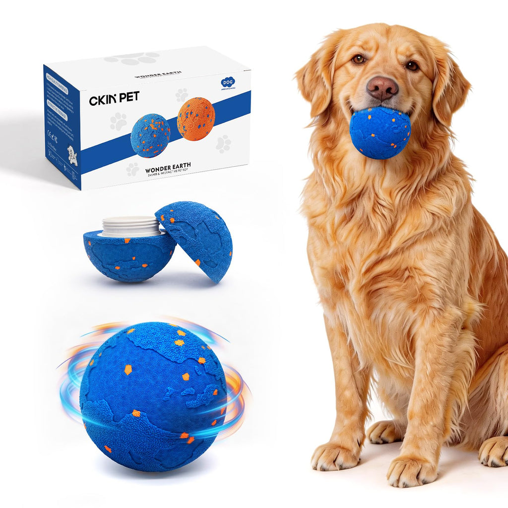 Dog Nail Grinder Interactive Dog Toys Ball with 2 Shells Blue R502
